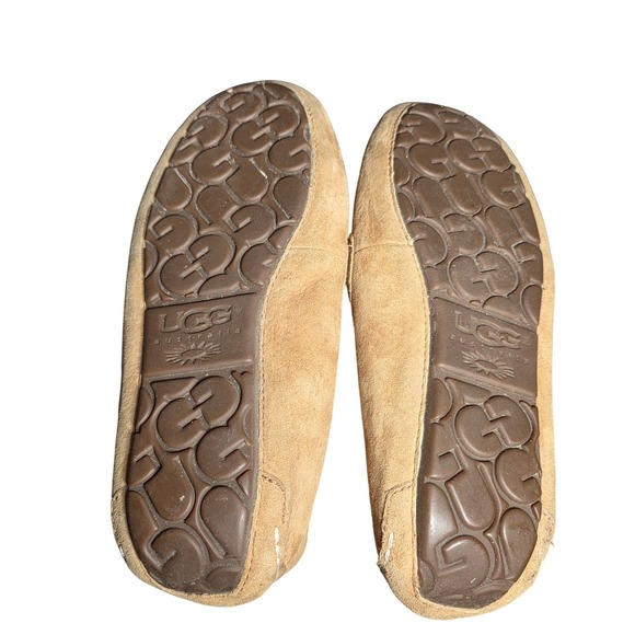 UGG Ansley Chestnut Suede Sheepskin Lined Moccasin Slippers Womens Loafers - Picture 11 of 11